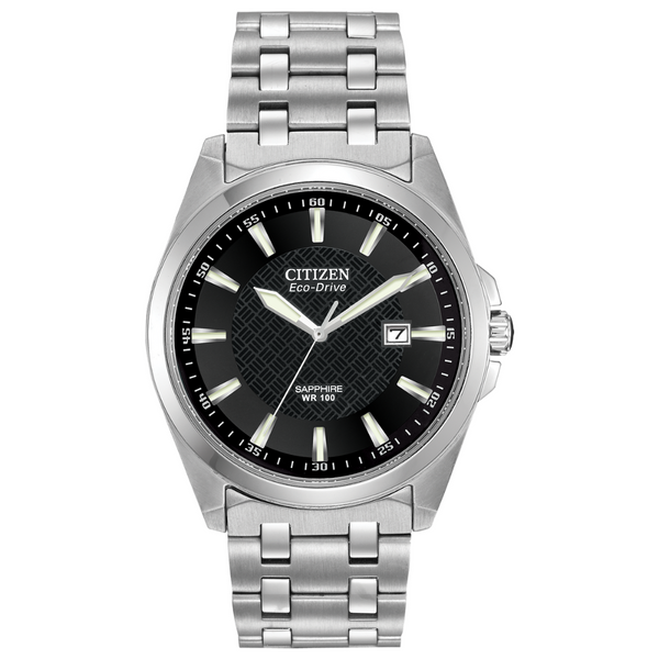 Citizen Eco-Drive Silver Tone Watch with Black Dial