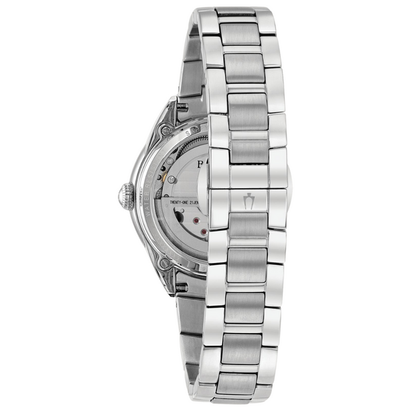 Bulova Silver Tone Automatic Watch with Diamond Accents