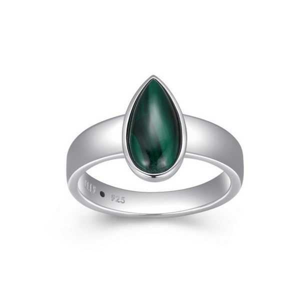 Elle "Ethereal Drops" Pear Shaped Malachite Ring