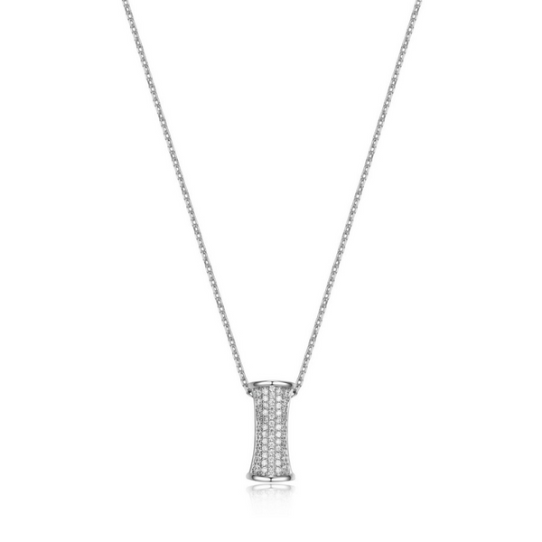 Elle 'Bamboo" Necklace with Cubic Zirconia Pendant