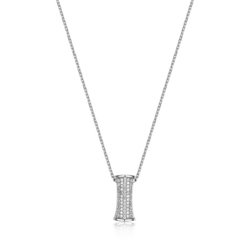 Elle 'Bamboo" Necklace with Cubic Zirconia Pendant