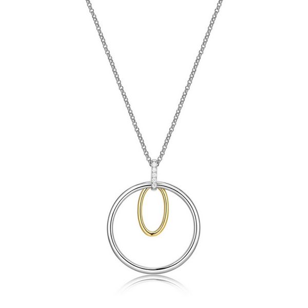 Elle "Circadia" Long Necklace with Circle & Oval Pendant