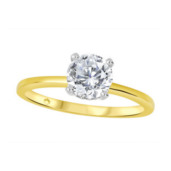 14K Yellow Gold .503ctw Diamond Solitaire Ring with Hidden Halo