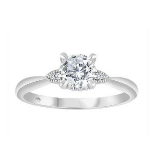 14K White Gold .559ctw Canadian Diamond Solitaire with Accents