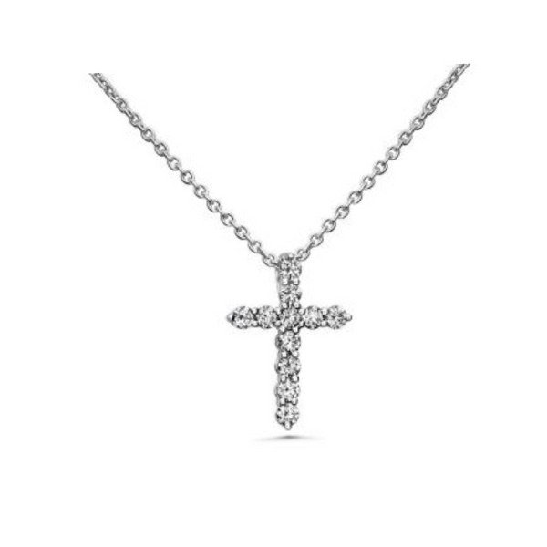 14K White Gold .25ctw Diamond Cross Pendant on Chain