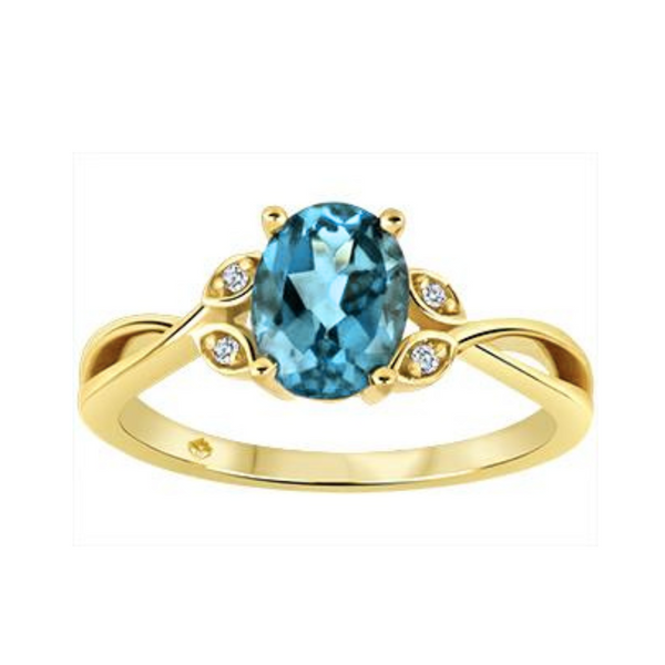 10K Yellow Gold Diamond & Aquamarine Ring