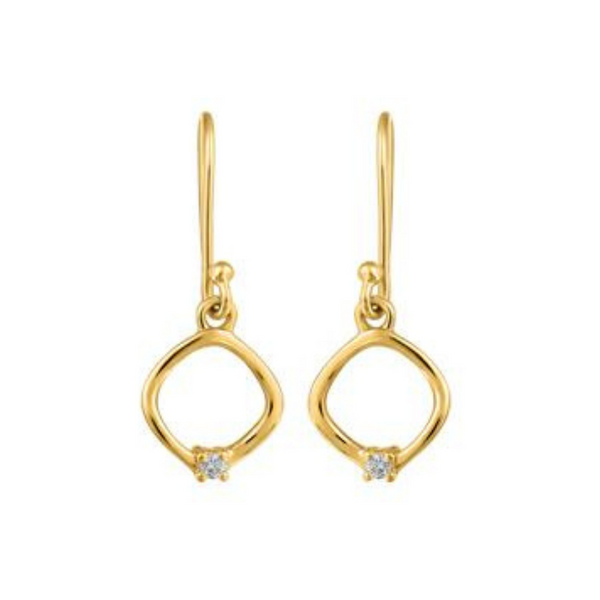 10K Yellow Gold Canadian Diamond Dangle Earrings