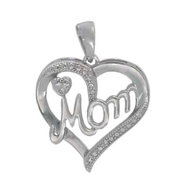 Sterling Silver Mom in Heart Pendant