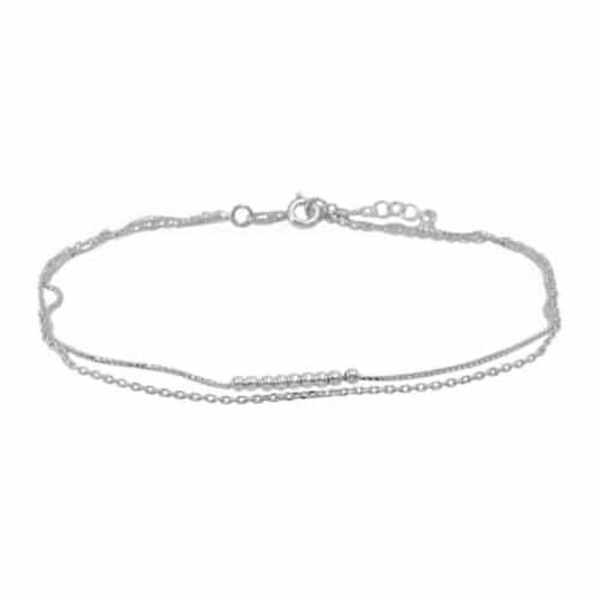 Sterling Silver Cable & Box Link Anklet
