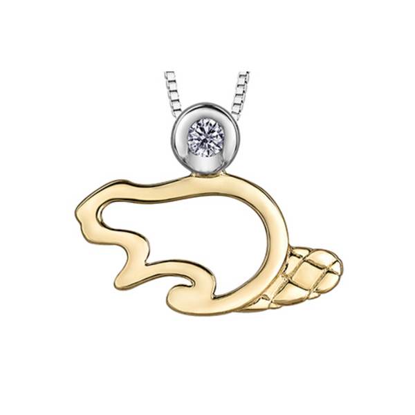 Sterling Silver & 10K Yellow Gold Canadian Diamond Beaver Necklace