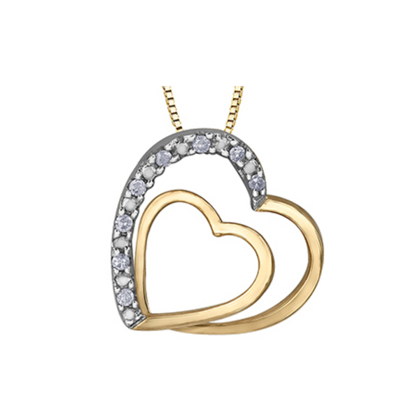 10K Yellow Gold Diamond Heart Pendant on Chain