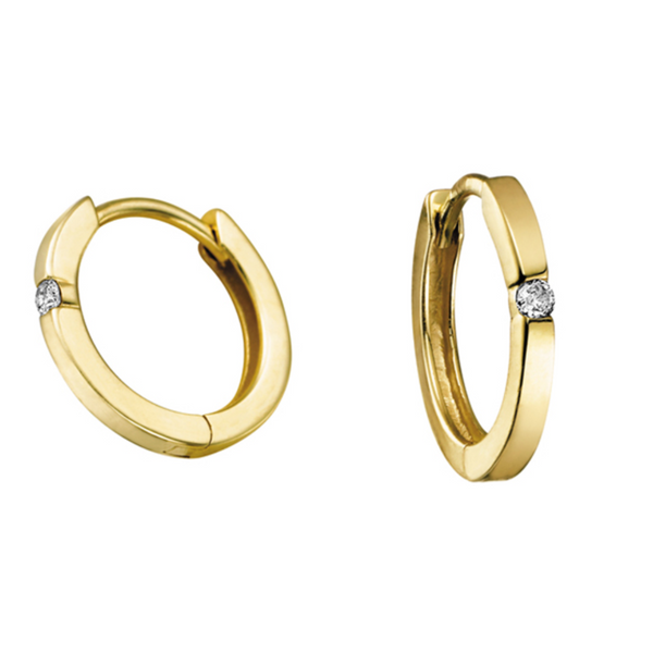 10K Yellow Gold Diamond Huggie Earrings