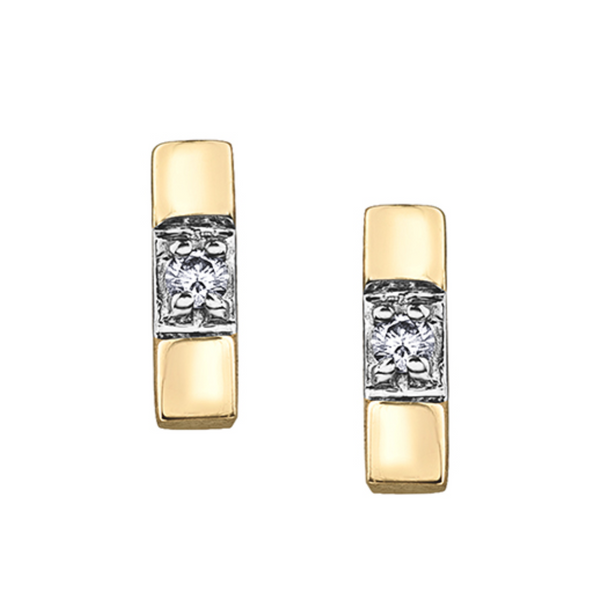 10K Yellow Gold Diamond Bar Earrings