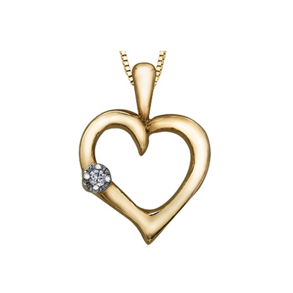 10K Yellow Gold Diamond Heart Pendant on Chain
