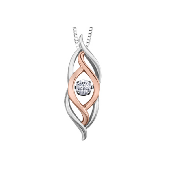 10K Rose Gold & Sterling Silver Canadian Diamond Pendant on Chain