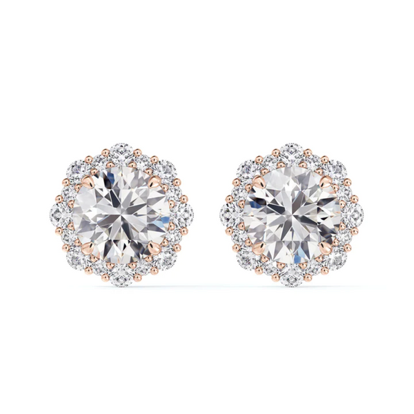 Forevermark 18K Rose Gold .385ctw Diamond Floral Halo Stud Earrings