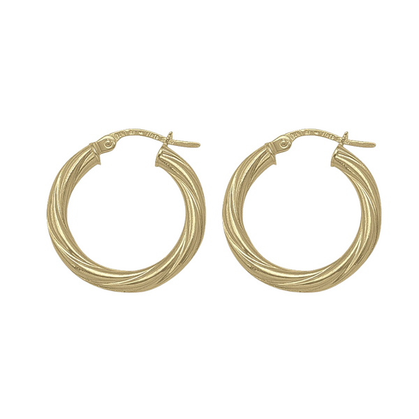 10K Yellow Gold Twisted Hoop Earrings