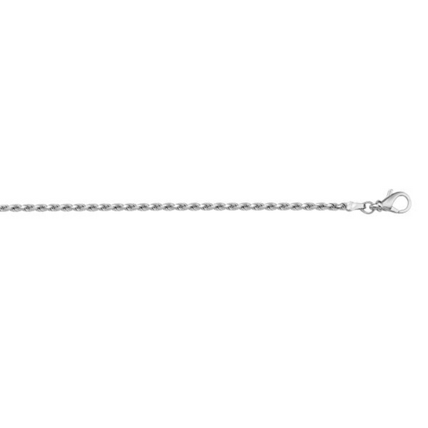 10K White Gold 10" Diamond Cut Rope Link Anklet