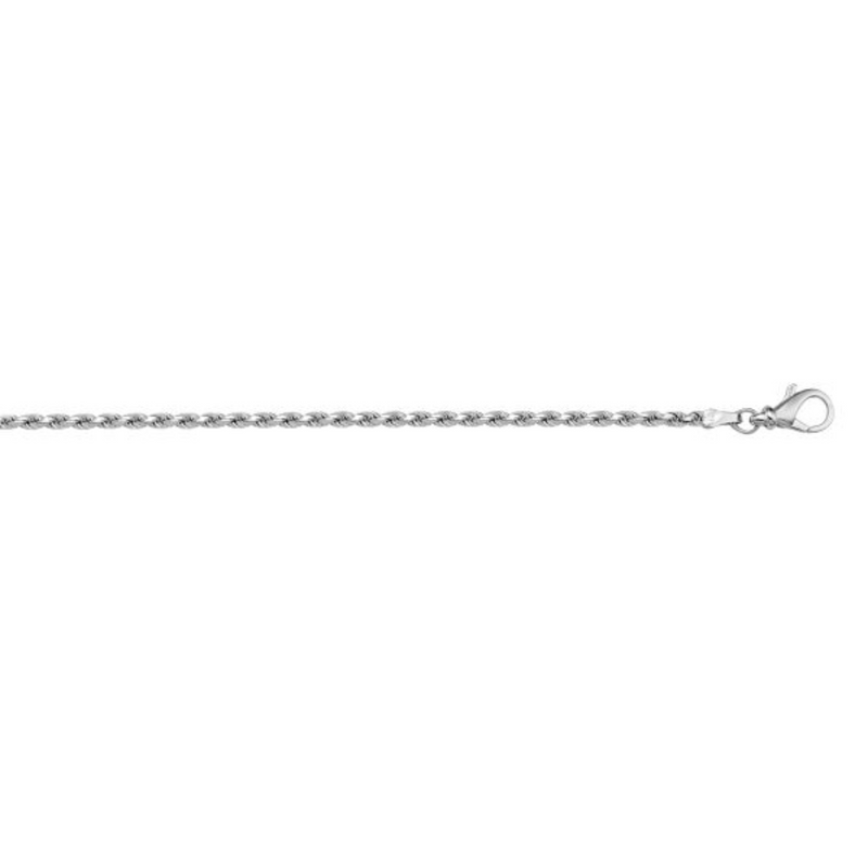 10K White Gold 10" Diamond Cut Rope Link Anklet