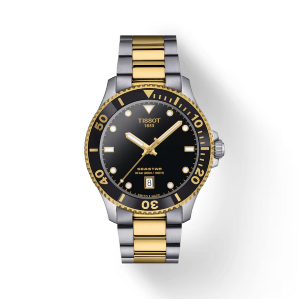 Tissot Seastar Chronograph Watch with Black Dial