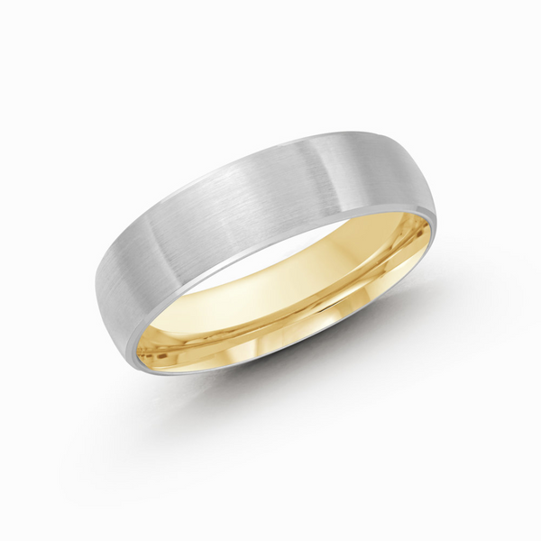 10K White & Yellow Gold Wedding Band with Scratch Finish
