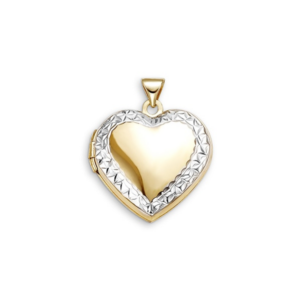 10K Yellow & White Gold Heart Shape Locket