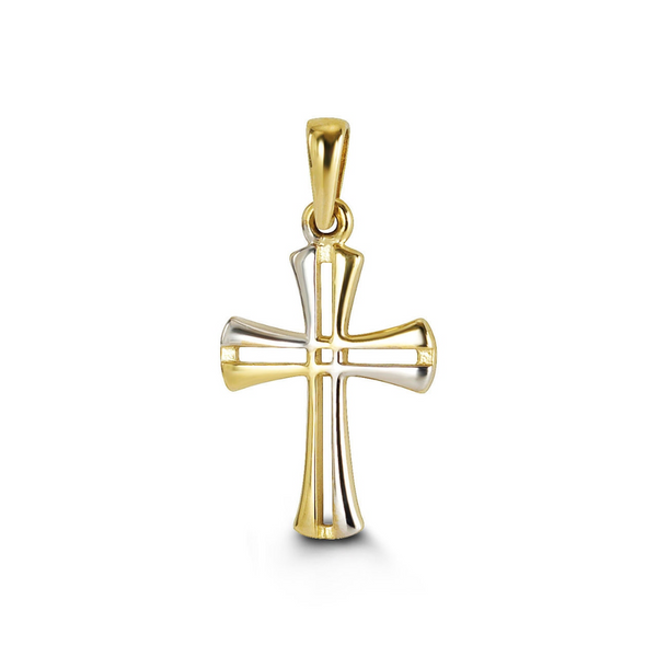 10K Yellow & White Gold Cross Pendant