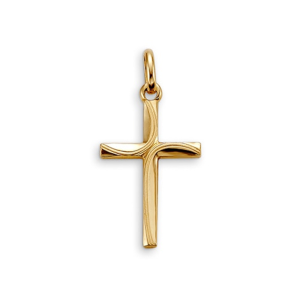 10K Yellow Gold Cross with Swirl Design