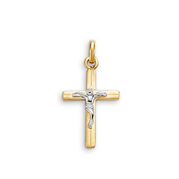 10K Yellow & White Gold Crucifix Pendant