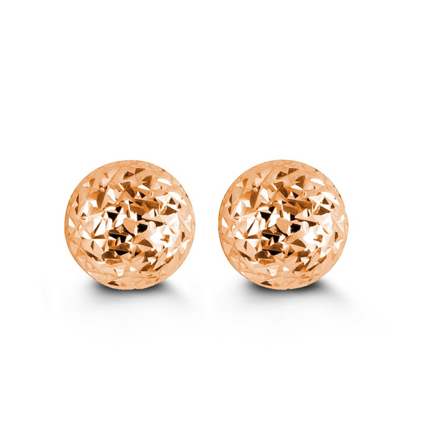 10K Rose Gold 5mm Diamond Cut Ball Studs