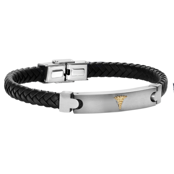 Italgem Leather Bracelet with Medic Alert Plate