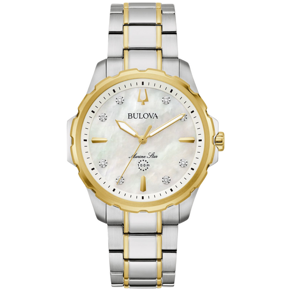 Bulova Marine Two Tone Watch with Pearl Dial