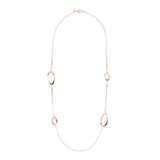 Bronzallure 18K Rose Gold Plated Long Necklace with Oval and Paperclip Links