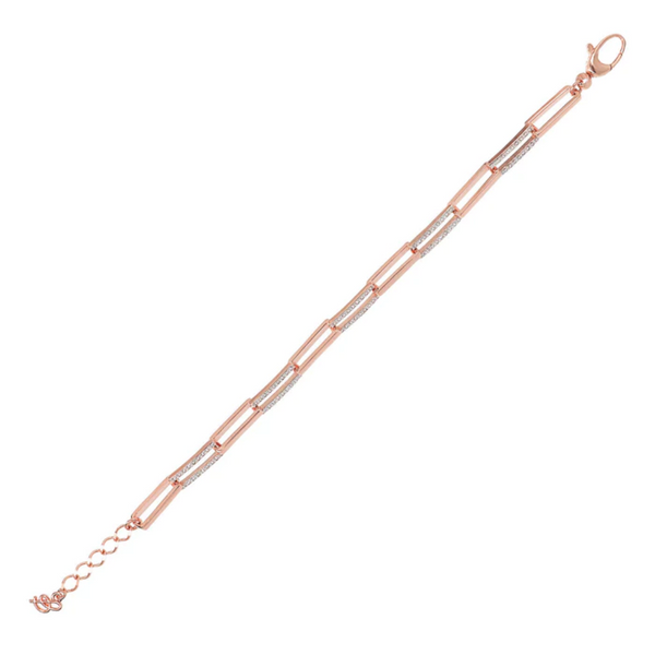 Bronzallure 18K Rose Gold Plated Paperclip Link Bracelet