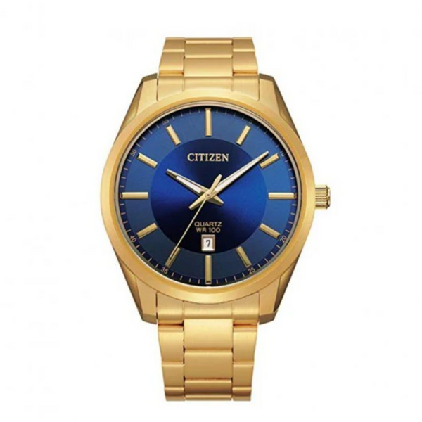 Citizen Quartz Gold Tone Watch with Blue Dial