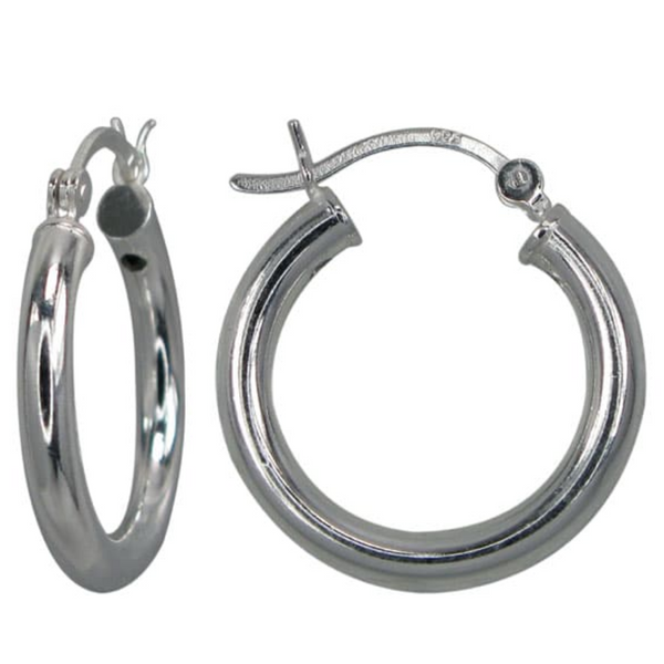 Sterling Silver Hollow Hoop Earrings