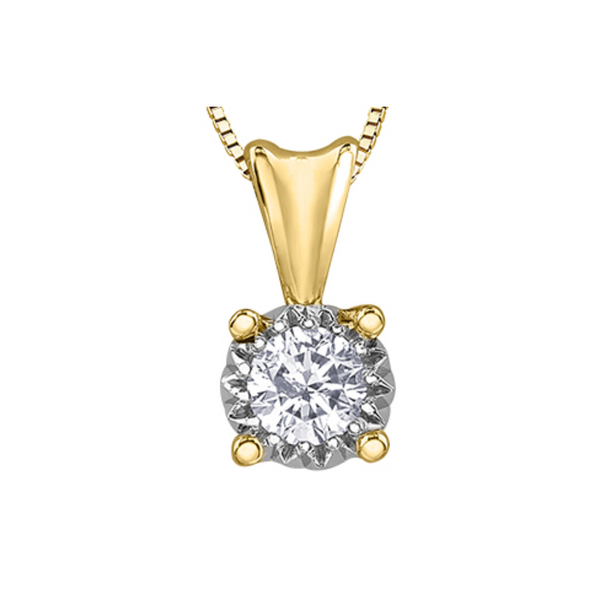 10K Yellow Gold .20ctw Diamond Illuminaire Pendant with Chain