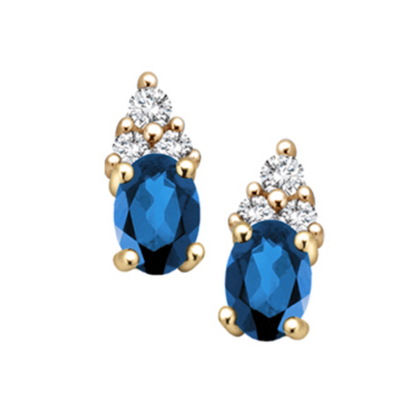 10K Yellow Gold Diamond & Sapphire Stud Earrings
