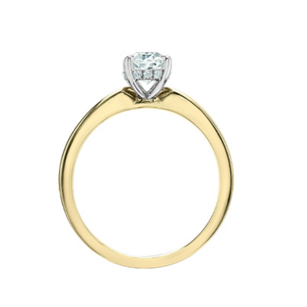 14K Yellow Gold 1.12ctw Oval Canadian Diamond Solitaire with Hidden Halo