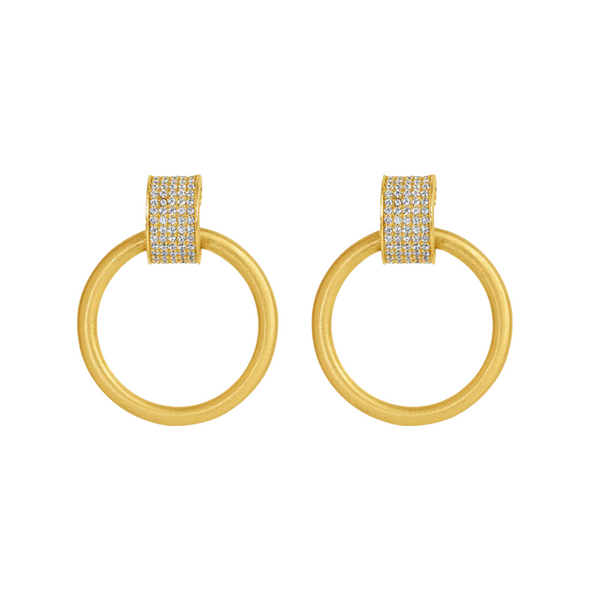 Dean Davidson Gold Tone White Topaz Drop Hoops