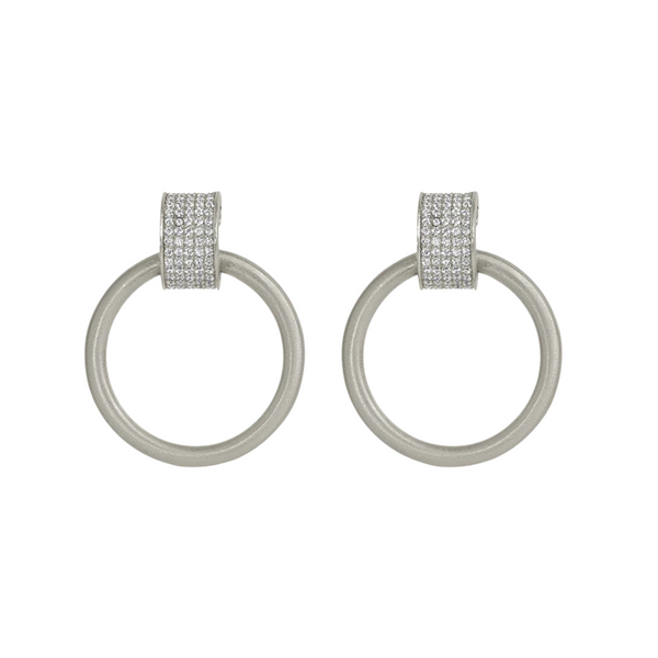 Dean Davidson Silver Tone White Topaz Drop Hoops