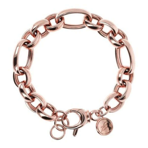 Bronzallure 18K Rose Gold Plated Oval Rolo Bracelet