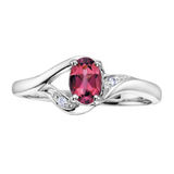 10K White Gold Diamond & Ruby Ring