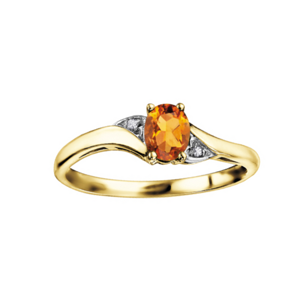 10K Yellow Gold Diamond & Citrine Ring