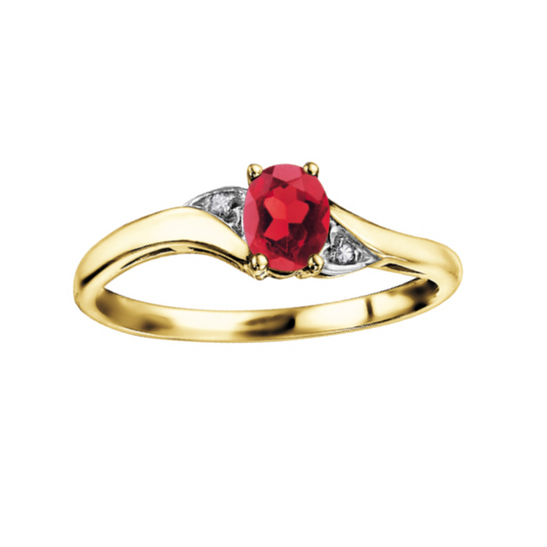 10K Yellow Gold Diamond and Ruby Ring