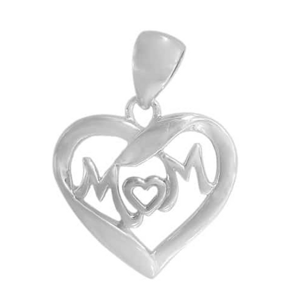 Sterling Silver Mom Heart Pendant