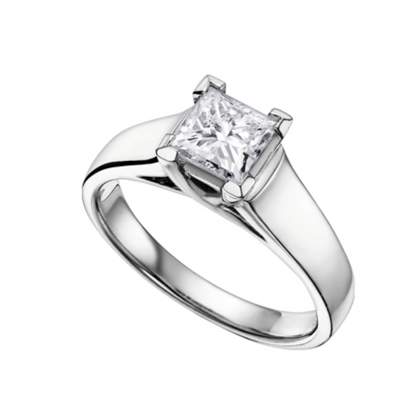 14k White Gold .50ctw Canadian Princess Cut Diamond Ring