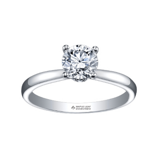 18K Palladium Canadian Diamond Solitaire with Hidden Halo