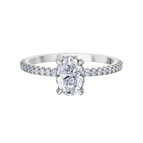 18K White Gold 1.006ctw Oval Canadian Diamond Engagement Ring with Side Diamonds
