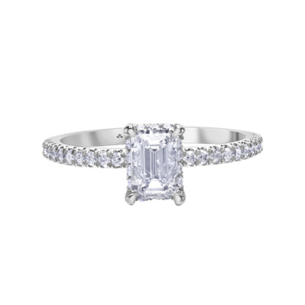 18K White Gold 1.30ctw Emerald Cut Canadian Diamond Ring